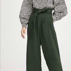 Madewell Tie Waist Huston Pants, in Dark Forest.